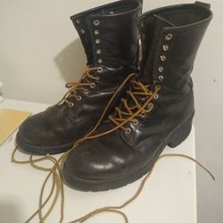 Red Wing Redwing USA Made 699 Mens 10.5 10 1/2 D Logging Black Leather Boots