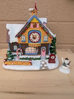 Hawthorne Village Rudolph Christmas Town CLOCK SHOP Vintage Complete with Figurine