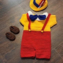 Pinocchio Inspired Outfit Newborn Size Photo Prop