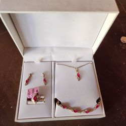 4-Piece, Gold-Plated Silver Sterling Jewelry Set