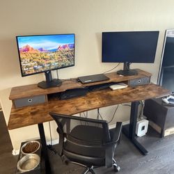 Stand-up desk and computer chair