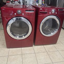 Red Lg  heavy duty washer & gas dryer