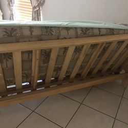 Full Size Wood Futon bed With The Mattress Excellent Condition