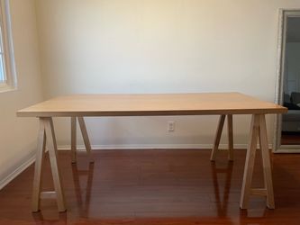 Wooden dining table for six