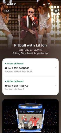 2 Pitbull Concert Tickets