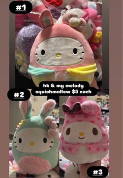 Hello Kitty & My Melody SquishMallow $5 each