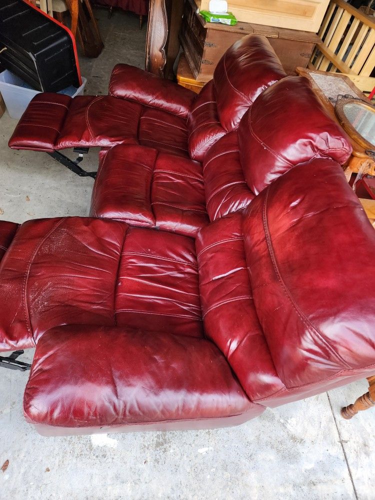Faux Leather Double Recliner Sofa Couch