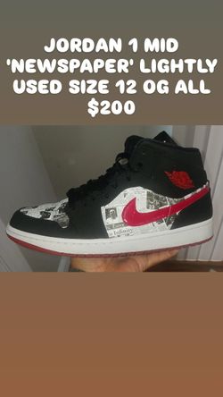 USED JORDAN 1 MID NEWSPAPER SIZE 12