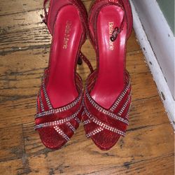 Bella Marie Red Rhinestone Heels