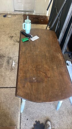 Wooden Dining Table with White Legs