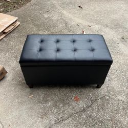 Faux Leather Storage Ottoman