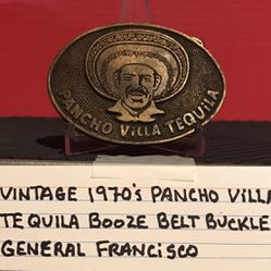 Vintage 1970S Pancho Villa Tequila Boos Belt Buckle General Francisco 4 Inches Wide