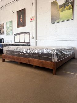 Cal King or King Solid Wood Bed With Memory Foam Mattress $800