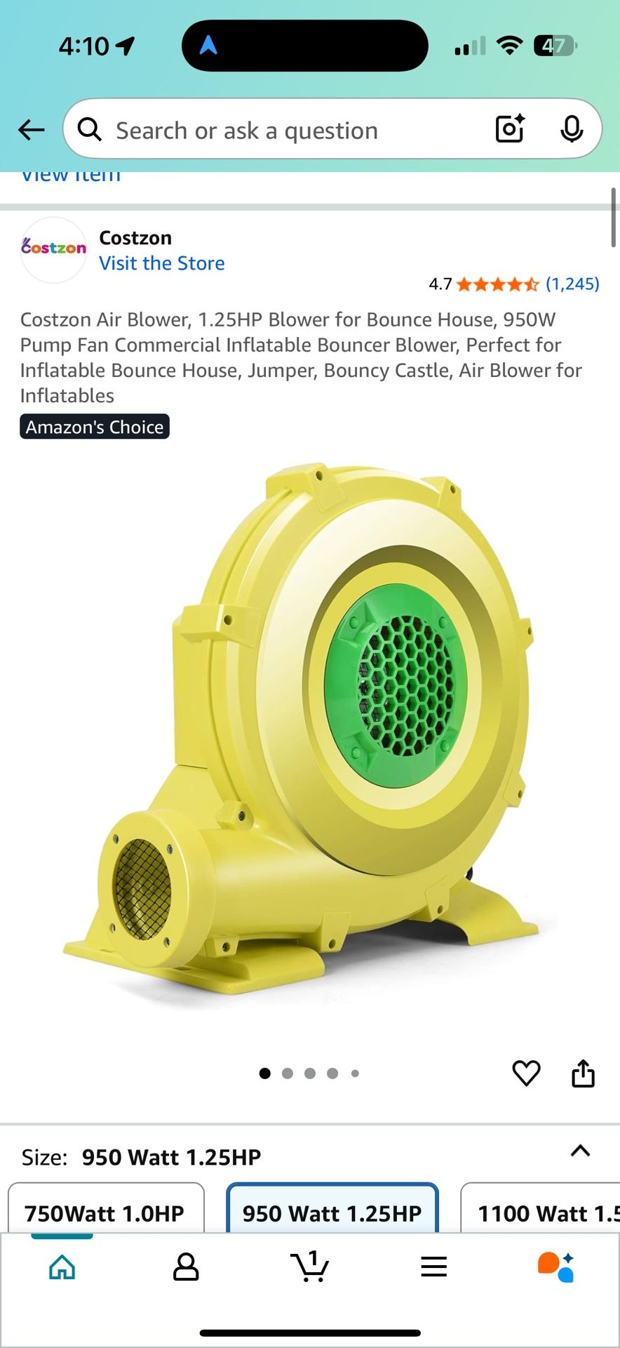 Costzon Air Blower, 1.25HP Blower for Bounce House