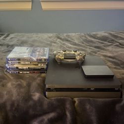 Sony PlayStation 4 Slim Bundle | External Hard Drive, Camo Controller, 5 Games