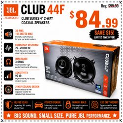 JBL Club Series 44F Car Speakers 4 Inch 2-Way Coaxial Speaker System 105 Watts 🚨 Payment Options Available 🚨 No Credit Needed 🚨