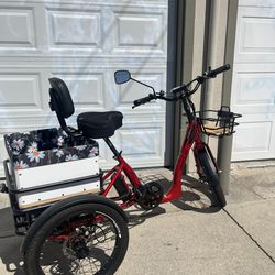 Electric & Manuel Tricycle / Trike - Emojo - Red & Black Bull Model w/ 2 Baskets