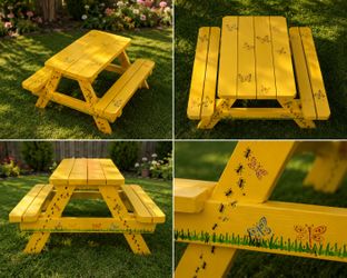 Handcrafted children's picnic table