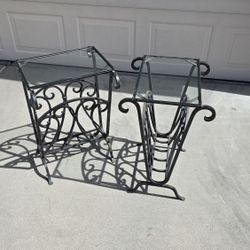 Wrought Iron Glass Top End Tables