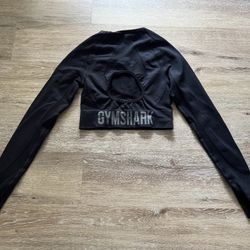 Gymshark Flex Sports Long Sleeve Crop Top Womens Size S Logo Gym Workout 