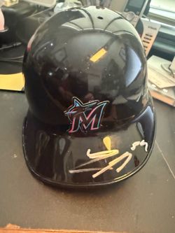 Marlins mini helmet signed by Liam Hicks