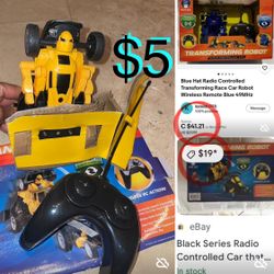 $5 Radio Controlled Transforming Car Robot Wireless Remote Control Blue Hat RC Highl