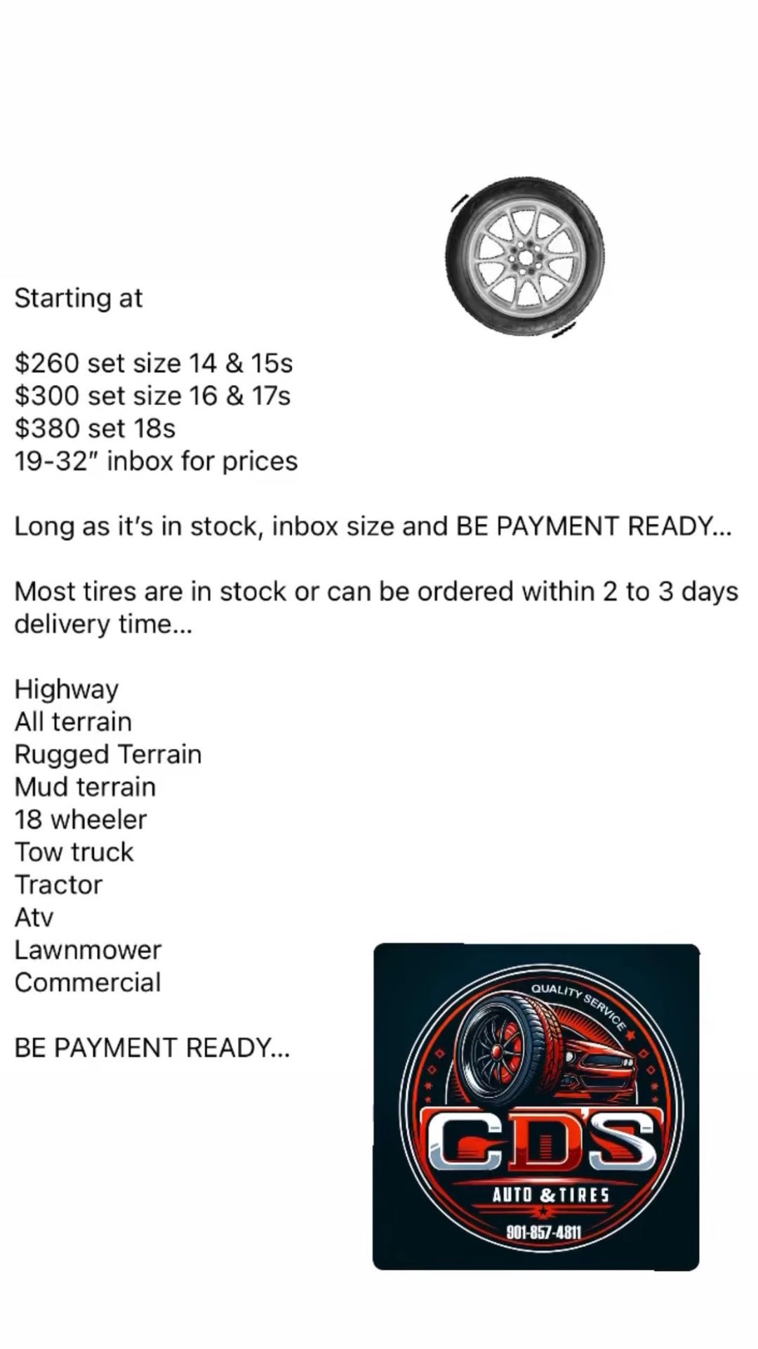 Brand New Tires Any Size 