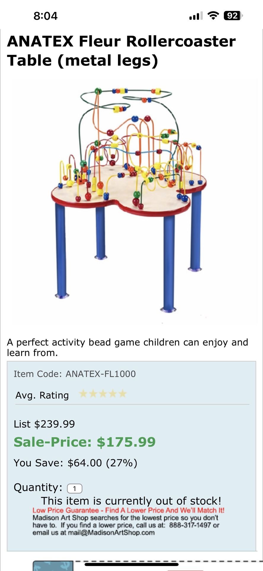 Anatex fleur cheap rollercoaster table