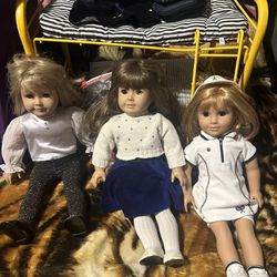 American Girl Dolls, Bed, Locker, Outfits And Accessories 