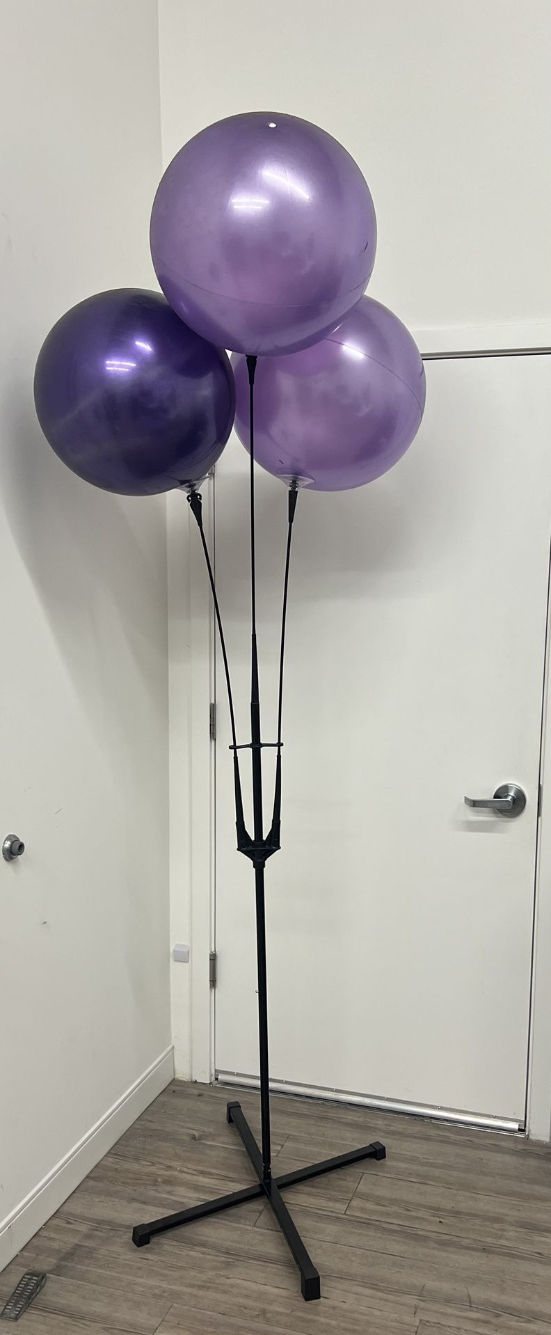 Weatherproof Reusable Balloon Triple Cluster Pole Kit - Helium Free Plastic Outdoor Balloons - Purple