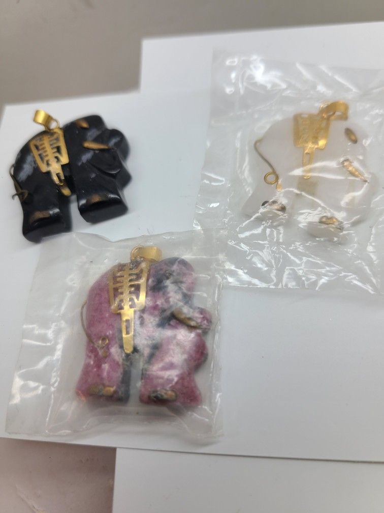 3 VINTAGE STONE ELEPHANTS