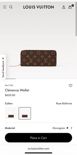 Authentic Louis Vuitton Rose Ballerine Clemence Wallet