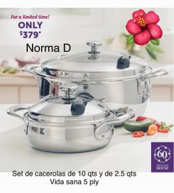 Set de cacerolas de 10 qts y de 2.5 qts vida sana 5 ply nuevas en sus cajas 🌺 princess house 🌺