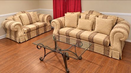 Sofa, Love seat, and glass table