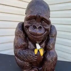 Gorilla Holding Banana Statue