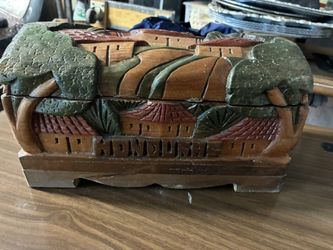 Hand Carved Honduras Wooden Box 