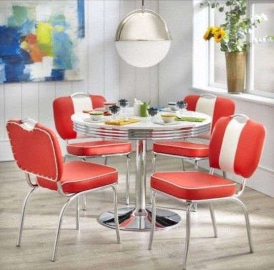 Retro Dining Set With Table 4 Chairs (New)