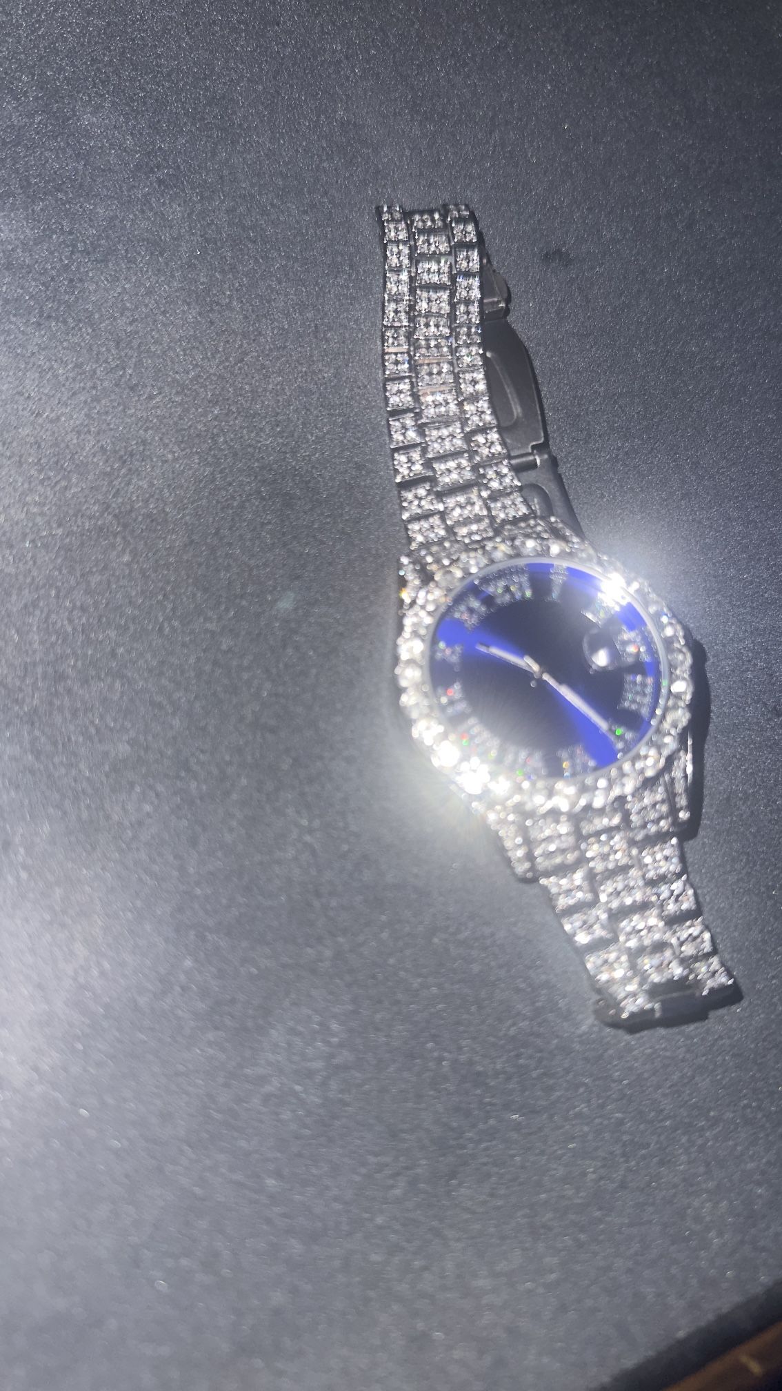Moissanite Iced Out Watch Blue Dial