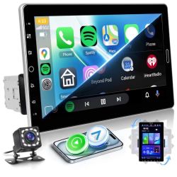 10.1” CarPlay Android Auto Single DIN Radio Touchscreen + Backup Camera