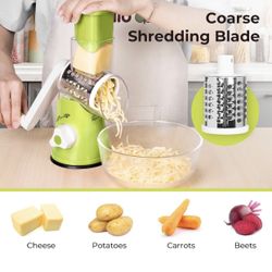 Cheese Grater for Kitchen, Shredder with 3 Interchangeable Blades