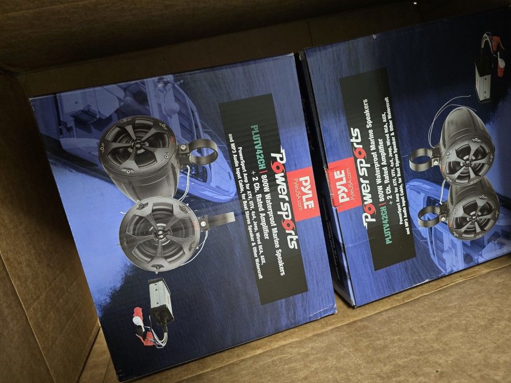 Pyle 800W 4" Waterproof Marine Speakers with Amplifier