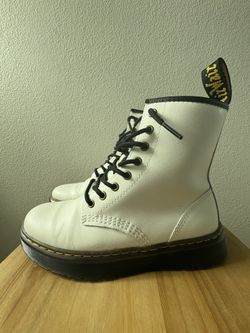 Dr MARTENS (ZAVALA) White Leather Combat Boots