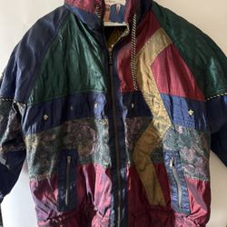 Vintage Otello Pelle Woman’s Mardi Gras New Orleans Puffer Floral Jacket Size L