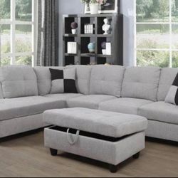 New. Couch sectional . light gray . ottoman 