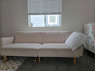 Cream velvet convertible split back sofa