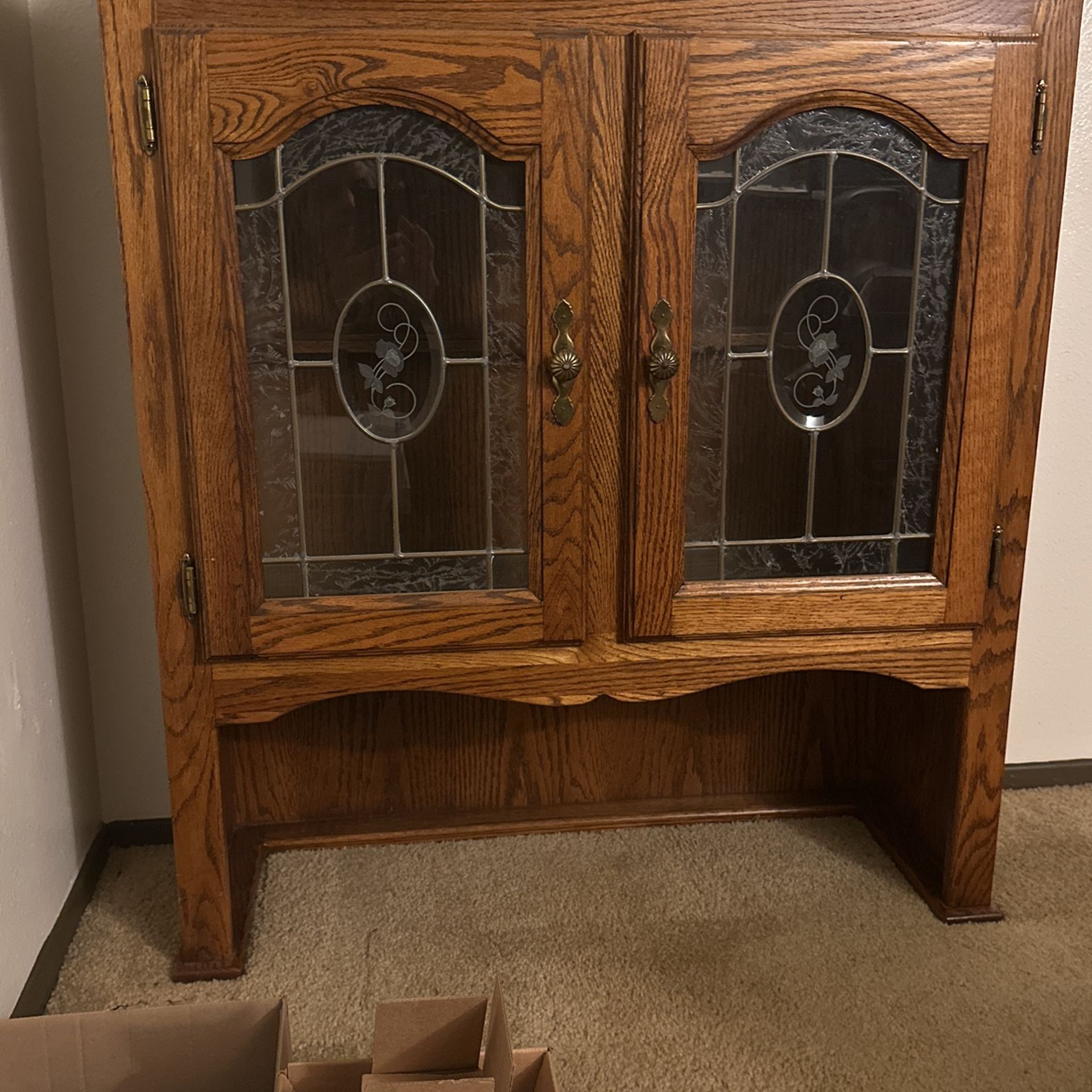 Stained Glass Solid oak Hutch $50