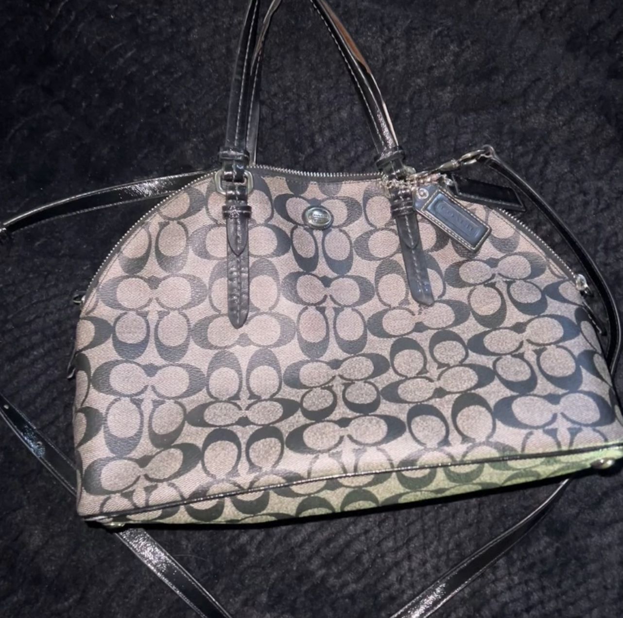 Vintage Black & Gray Coach Crossbody