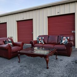 Leather Living Room Group With Ethan Allen Coffee Table