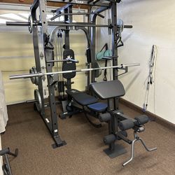 Vesta Fitness Smith Machine 1001 w/Bench Attachment | 230lb Bumpers Olympic Weights | 7ft Olympic Bar | Gym Equipment | FREE DELIVERY/INSTALL🚚 