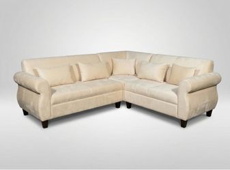 Custom sectional sofa in beige fabric